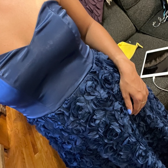 Enchanting Event Navy Blue Strapless 3C Applique Maxi Dress - Picture 5 of 5